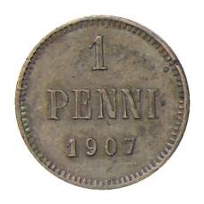Монета 1 пенни 1907 года Русская Финляндия (аверс)