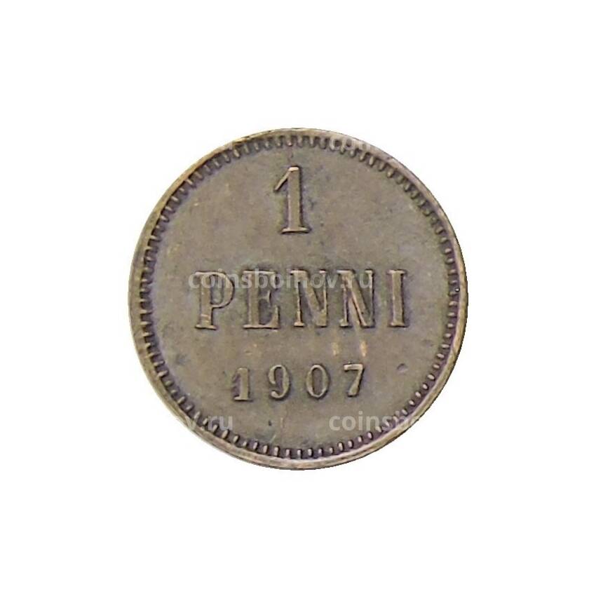 Монета 1 пенни 1907 года Русская Финляндия