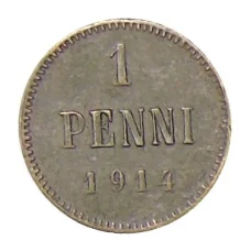 Монета 1 пенни 1914 года Русская Финляндия (аверс)