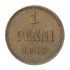 Монета 1 пенни 1915 года Русская Финляндия (аверс)