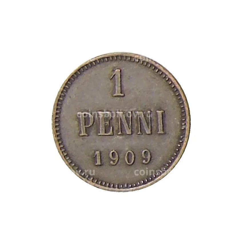 Монета 1 пенни 1909 года Русская Финляндия
