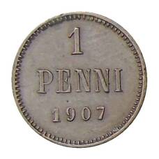 Монета 1 пенни 1907 года Русская Финляндия (аверс)