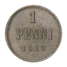 Монета 1 пенни 1915 года Русская Финляндия (аверс)