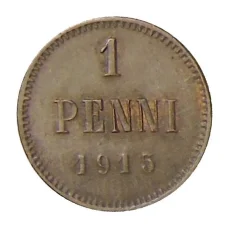 Монета 1 пенни 1915 года Русская Финляндия (аверс)