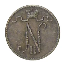 Монета 1 пенни 1907 года Русская Финляндия (реверс)