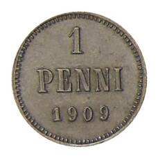 Монета 1 пенни 1909 года Русская Финляндия (аверс)