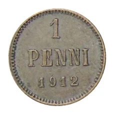 Монета 1 пенни 1912 года Русская Финляндия (аверс)