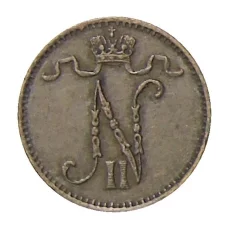 Монета 1 пенни 1909 года Русская Финляндия (реверс)