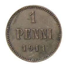 Монета 1 пенни 1911 года Русская Финляндия (аверс)