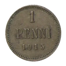 Монета 1 пенни 1915 года Русская Финляндия (аверс)