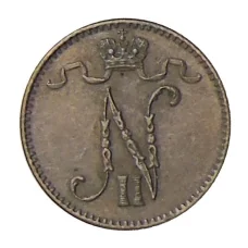 Монета 1 пенни 1909 года Русская Финляндия (реверс)