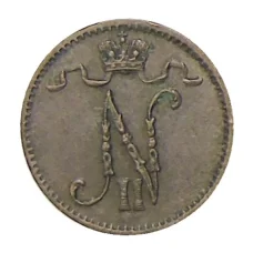 Монета 1 пенни 1911 года Русская Финляндия (реверс)