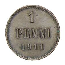 Монета 1 пенни 1911 года Русская Финляндия (аверс)