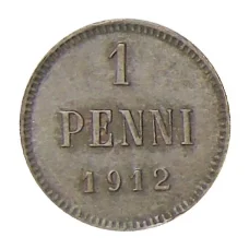 Монета 1 пенни 1912 года Русская Финляндия (аверс)