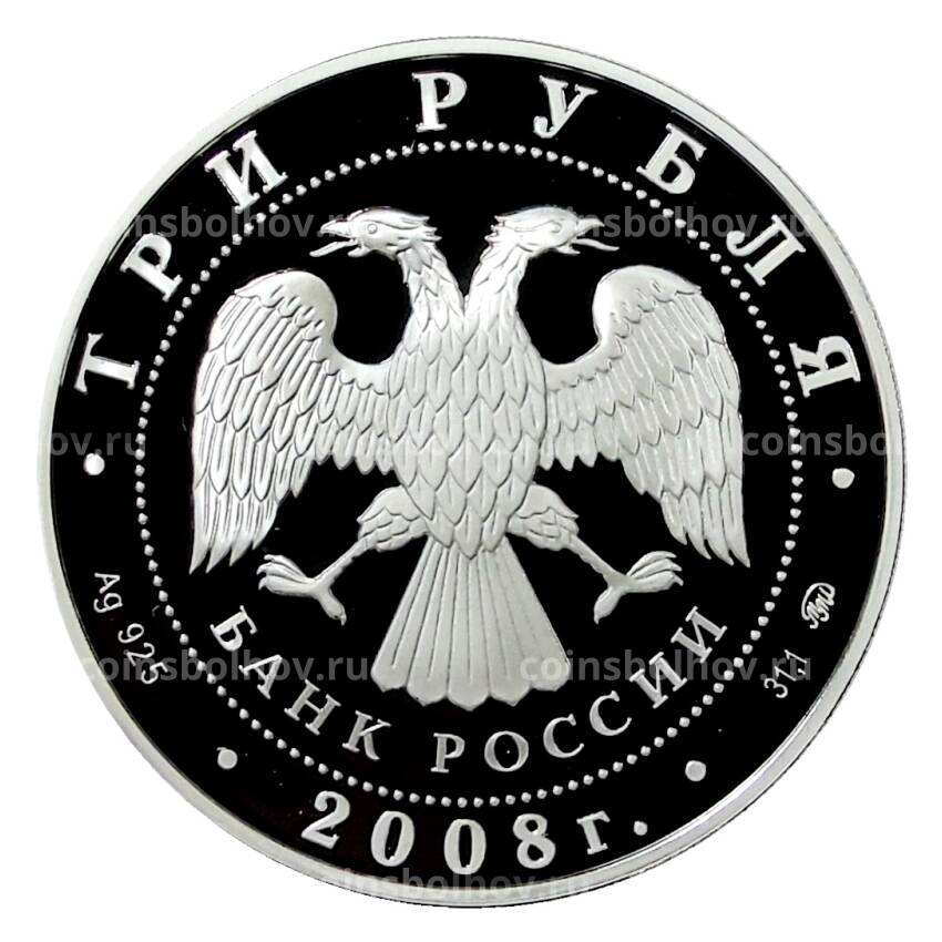 Монета 3 рубля 2008 года ММД — ЕврАзЭС — Москва (вид 2)