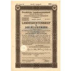 Банкнота Облигация 4,5% 200 рейхсмарок 1937 года Германия