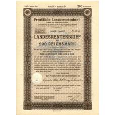 Банкнота Облигация 4,5% 200 рейхсмарок 1937 года Германия