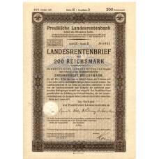 Банкнота Облигация 4,5% 200 рейхсмарок 1937 года Германия