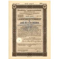 Банкнота Облигация 4,5% 200 рейхсмарок 1937 года Германия (аверс)