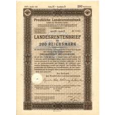 Банкнота Облигация 4,5% 200 рейхсмарок 1937 года Германия (аверс)