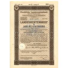 Банкнота Облигация 4,5% 200 рейхсмарок 1937 года Германия (аверс)