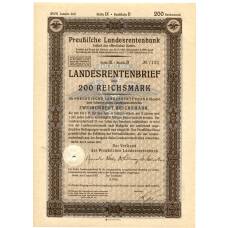 Банкнота Облигация 4,5% 200 рейхсмарок 1937 года Германия