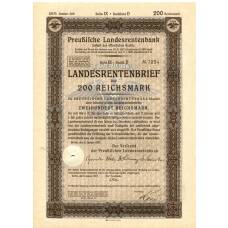 Банкнота Облигация 4,5% 200 рейхсмарок 1937 года Германия (аверс)