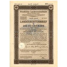 Банкнота Облигация 4,5% 200 рейхсмарок 1937 года Германия (аверс)