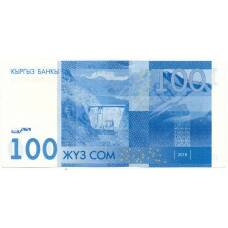 Банкнота 100 сом 2016 года Киргизия (вид 2)