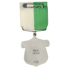 Медаль спортивная «Участник соревнования по метанию шара -1959 год» (спортклуб Bellevue) (реверс)