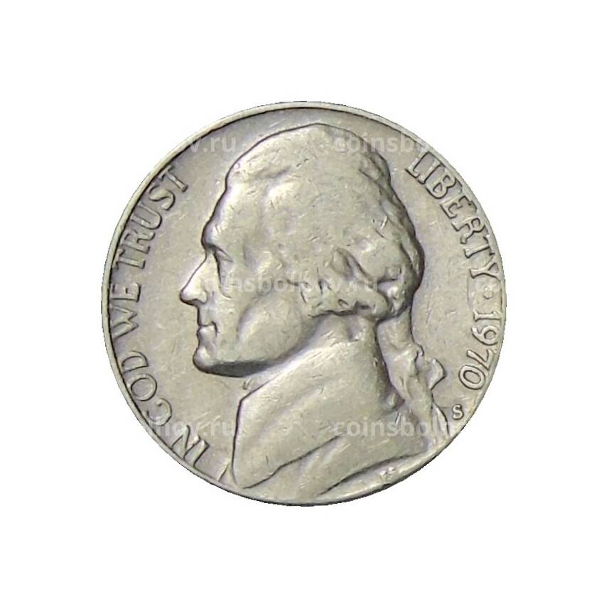 Монета 5 центов 1970 года S США