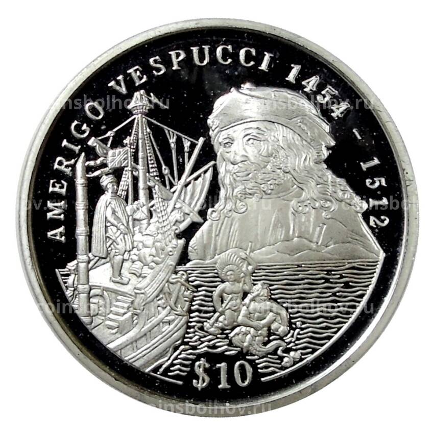 Монета 10 долларов 1999 года Сьерра-Леоне —  Америго Веспуччи