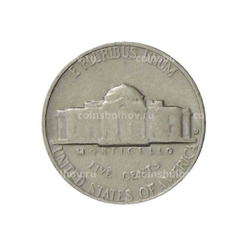 Монета 5 центов 1964 года D США (вид 2)