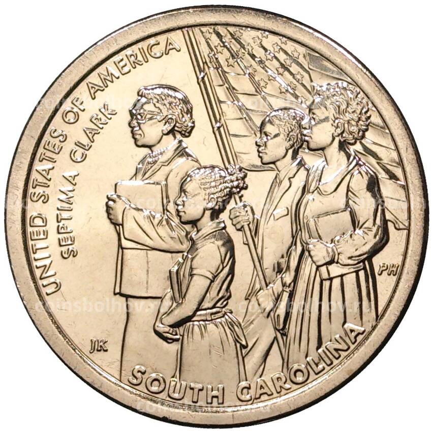 Монета 1 доллар 2020 года D США «Американские инновации — Септима Пуансетт Кларк»