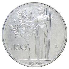 Монета 100 лир 1966 года Италия (аверс)