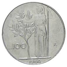 Монета 100 лир 1964 года Италия (аверс)