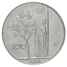 Монета 100 лир 1964 года Италия (аверс)