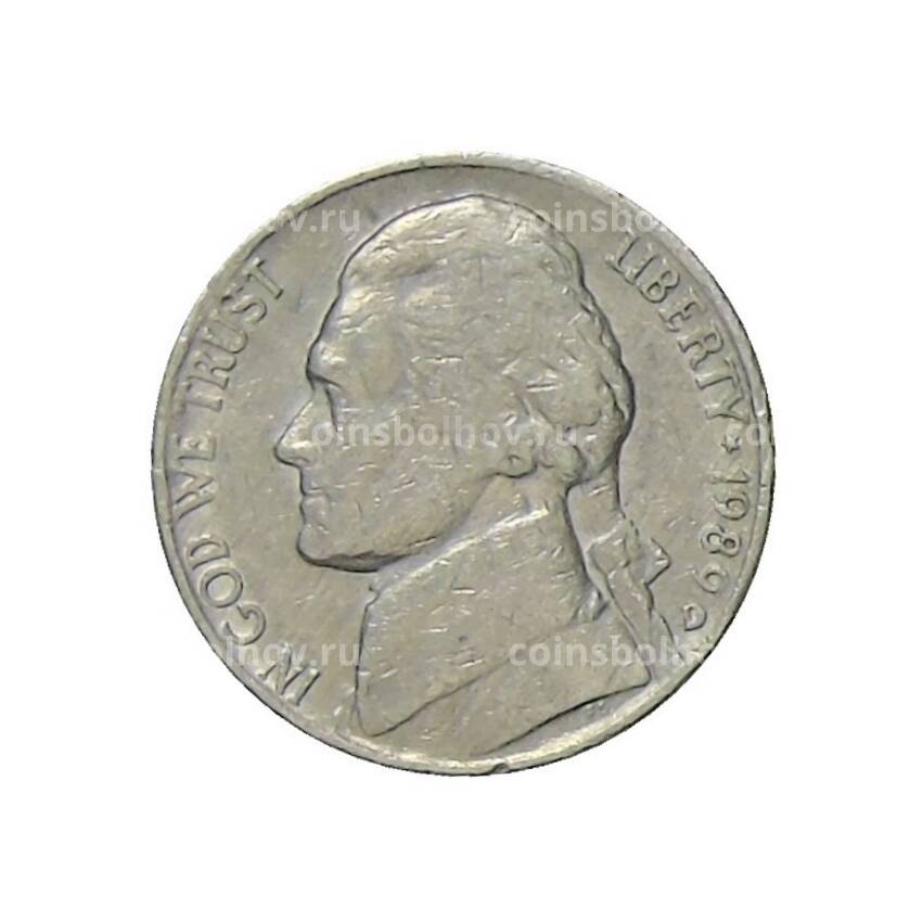 Монета 5 центов 1989 года D США