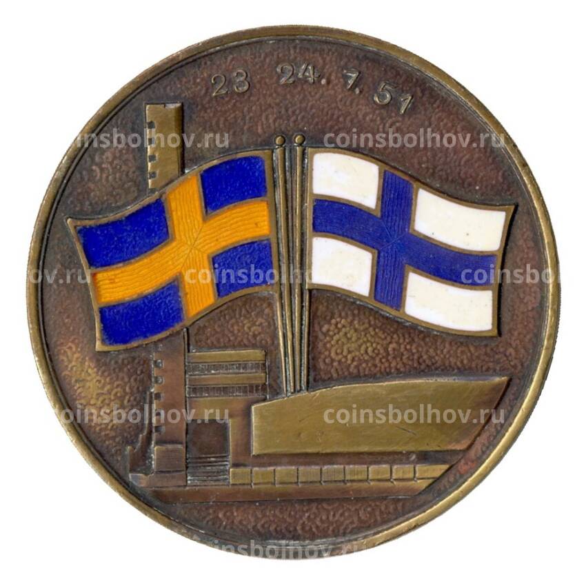 Медаль спортивная «Швеция-Финляндия совместные соревнования 1951 год — 6 место»