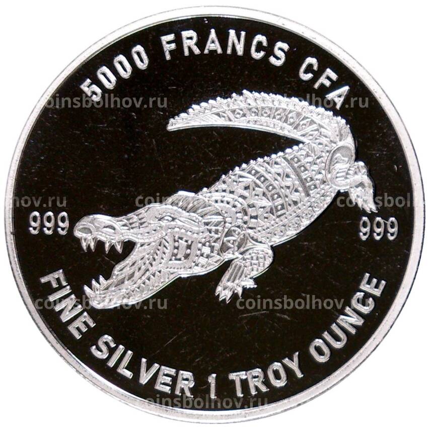 Монета 5000 франков 2022 года Чад —  «Мандала - крокодил»