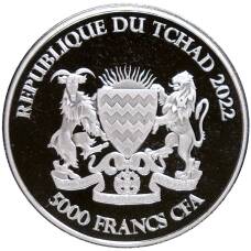 Монета 5000 франков 2022 года Чад —  «Мандала - крокодил» (реверс)