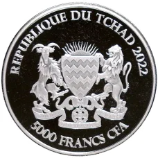 Монета 5000 франков 2022 года Чад —  «Мандала - крокодил» (реверс)