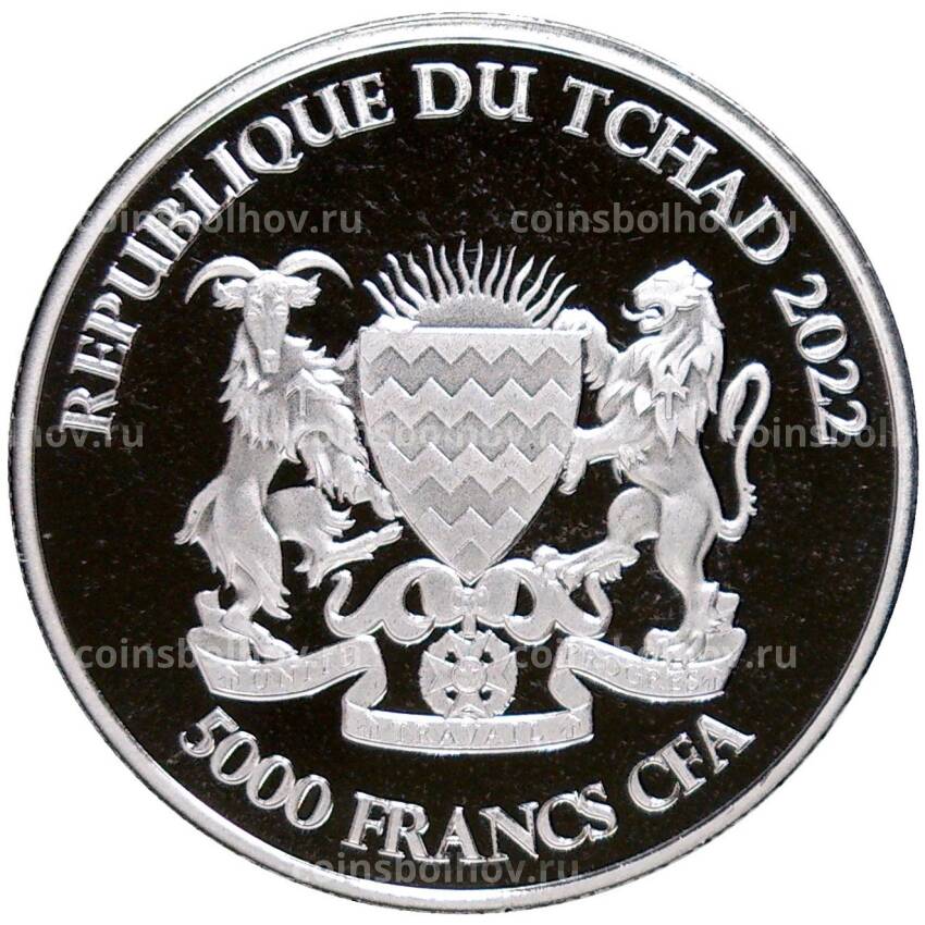 Монета 5000 франков 2022 года Чад —  «Мандала - крокодил» (вид 2)