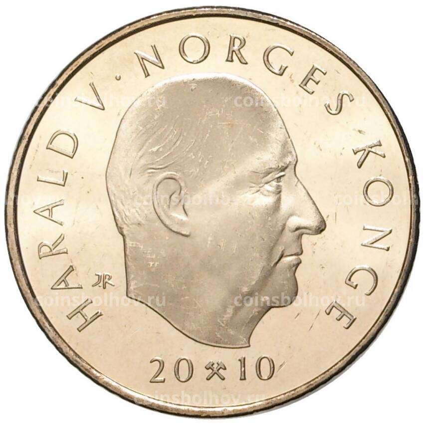 Монета 10 крон 2010 года Норвегия —  200 лет со дня рождения Оле Булла (вид 2)