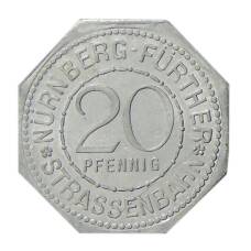 Монета 20 пфеннигов 1921 года Германия — Трамвайный нотгельд —  город Нюрнберг (реверс)