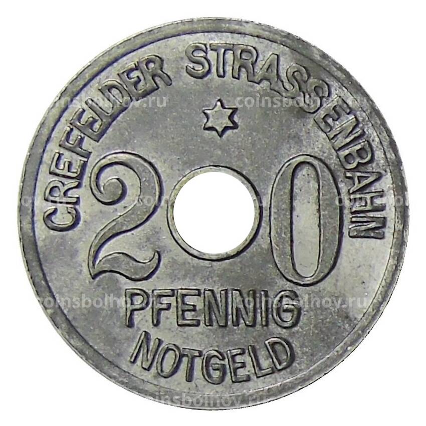 Монета 20 пфеннигов 1919 года Германия — Транспортный нотгельд —  Крефельд