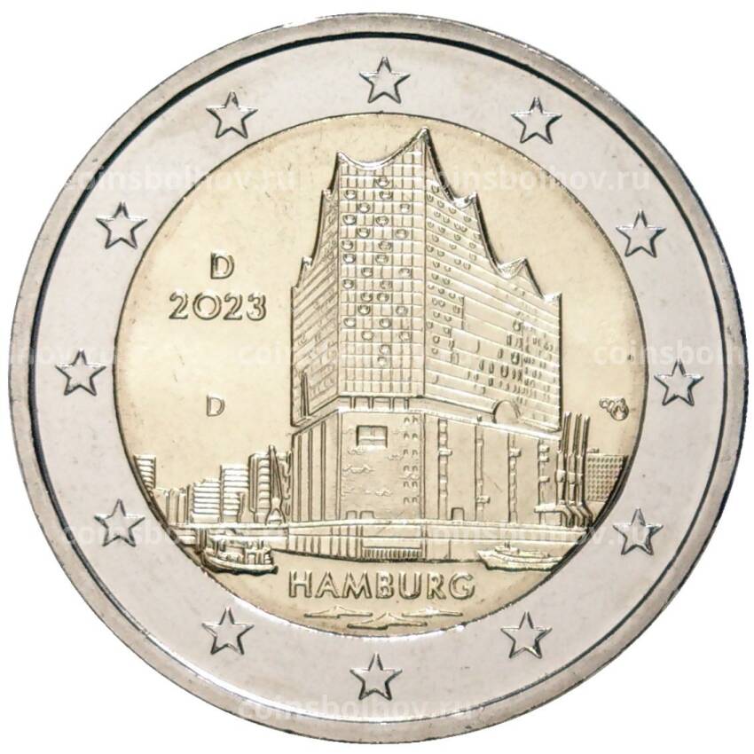 Монета 2 евро 2023 года D Германия — Гамбург, Эльбская филармония