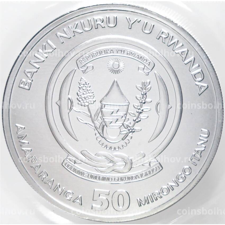 Монета 50 франков 2023 года Руанда «Китайский гороскоп — Год кролика» (вид 2)