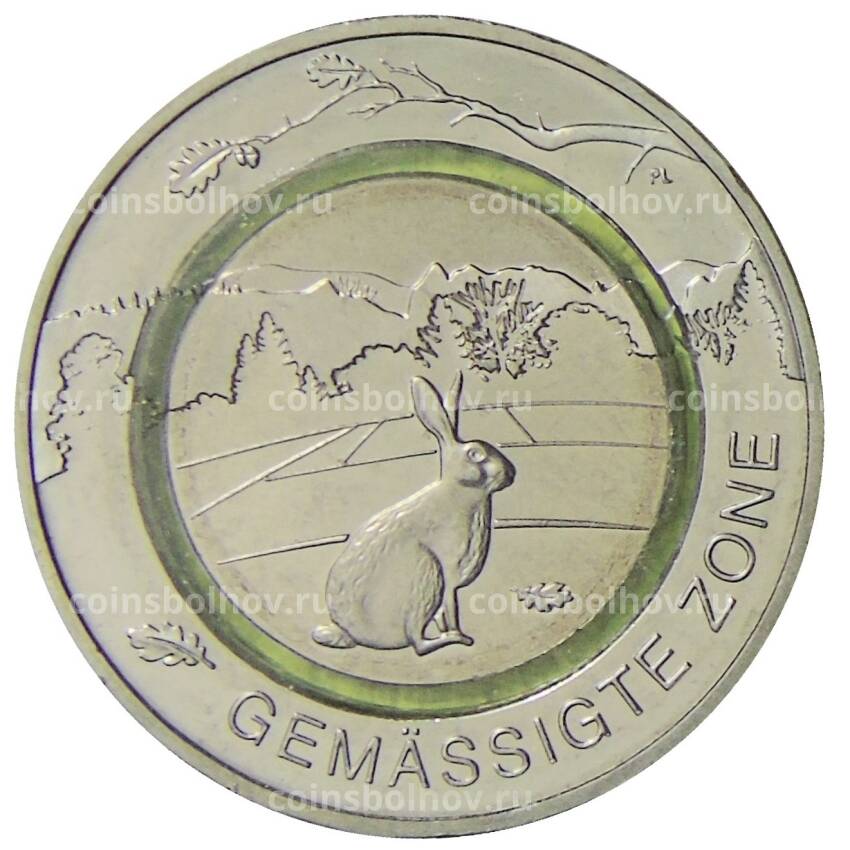 Монета 5 евро 2019 года F Германия —  Умеренная  климатическая зона