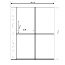 Лист для банковских карт монет в блистерах на 8 ячеек 72x106 мм GRANDE 4CT LEUCHTTURM 360753 (аверс)